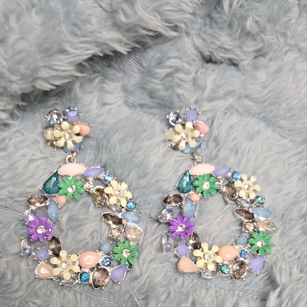 Floral Multicolor Statement Earrings